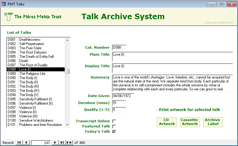 The talk archive system