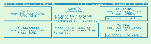 The main menu of Card Compiler The main menu of Card Compiler
