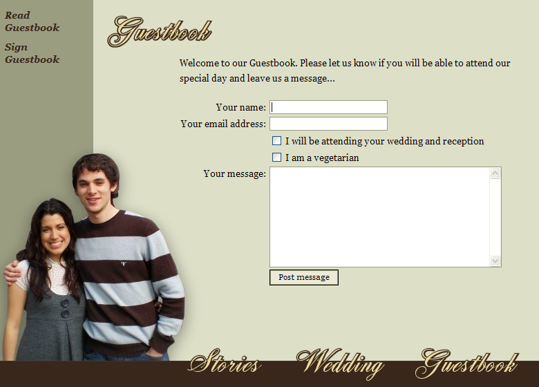 The guestbook form