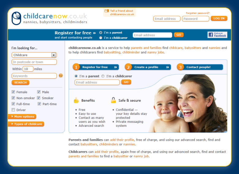 The homepage of childcarenow.co.uk The homepage of childcarenow.co.uk