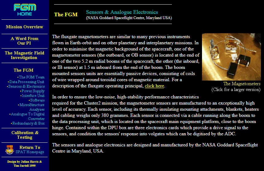 A page giving an overview of the FGM sensor electronics A page giving an overview of the FGM sensor electronics