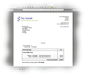 An invoice in Microsoft Word An invoice in Microsoft Word