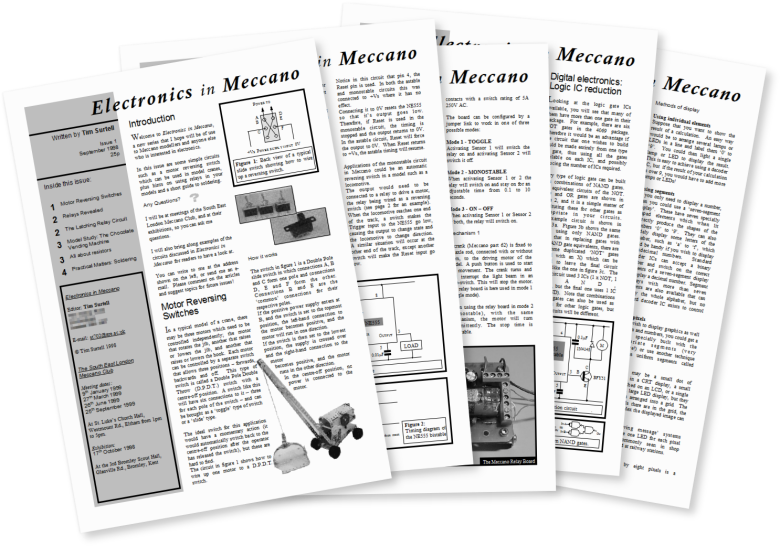A collage of Electronics in Meccano magazines A collage of Electronics in Meccano magazines