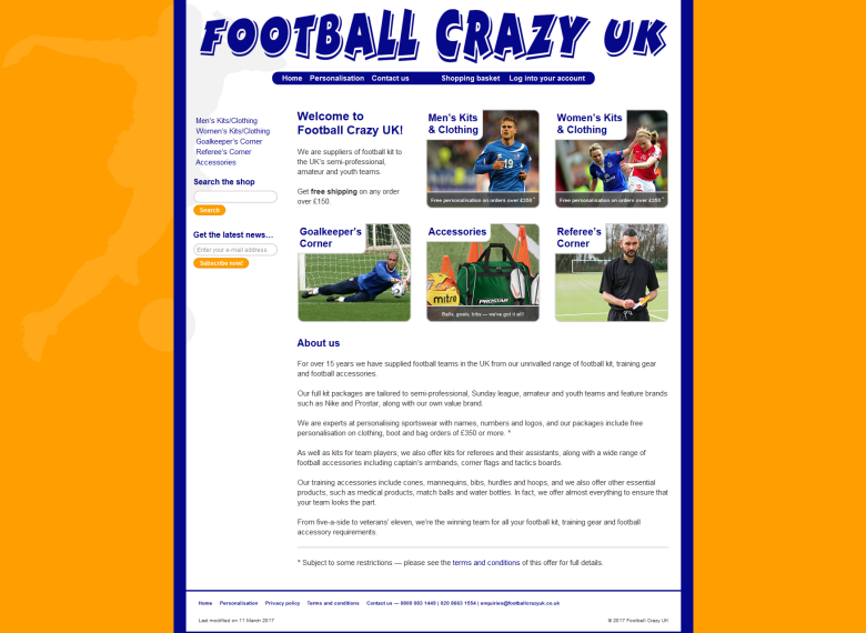The website homepage The website homepage