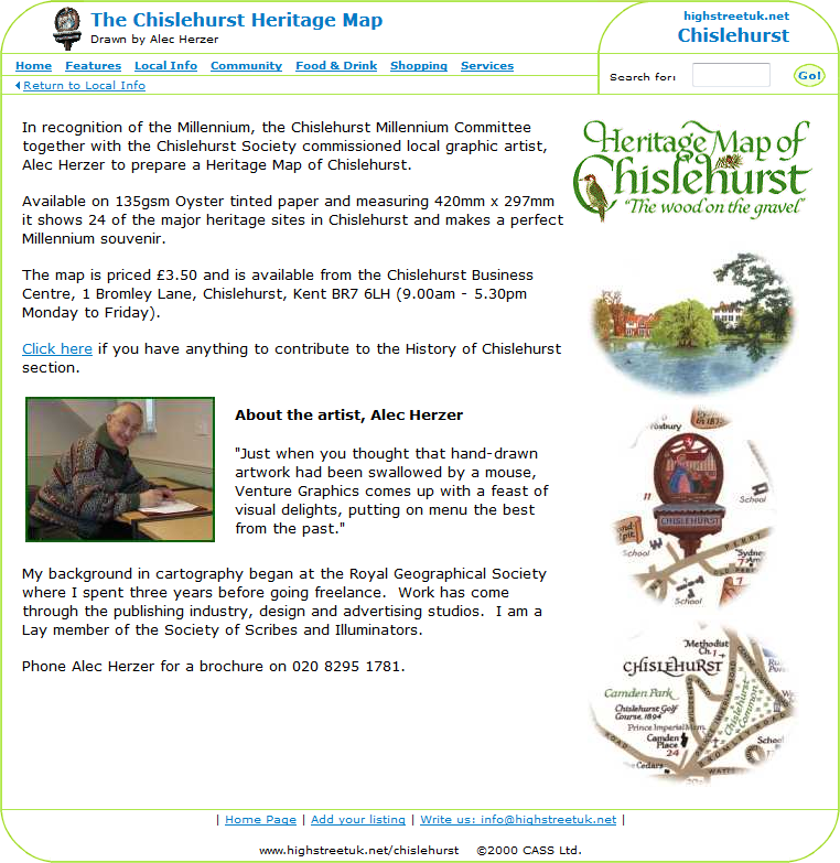 A page promoting the Chislehurst Heritage Map A page promoting the Chislehurst Heritage Map