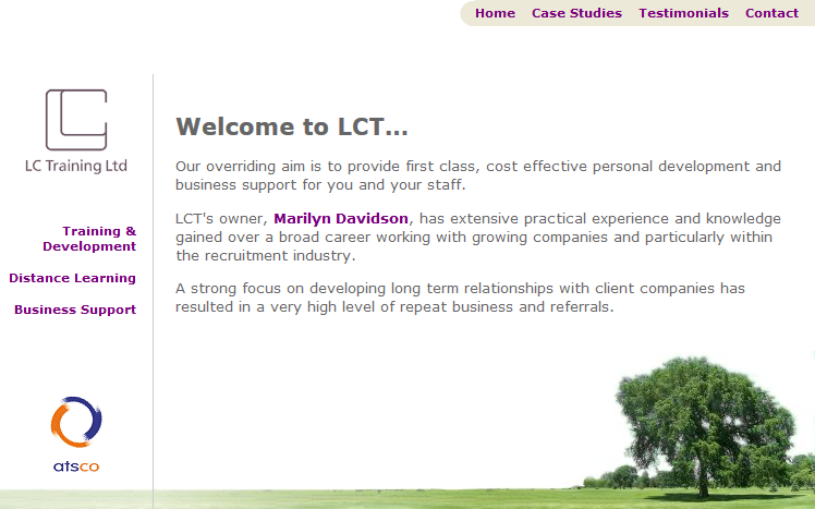 The website homepage The website homepage