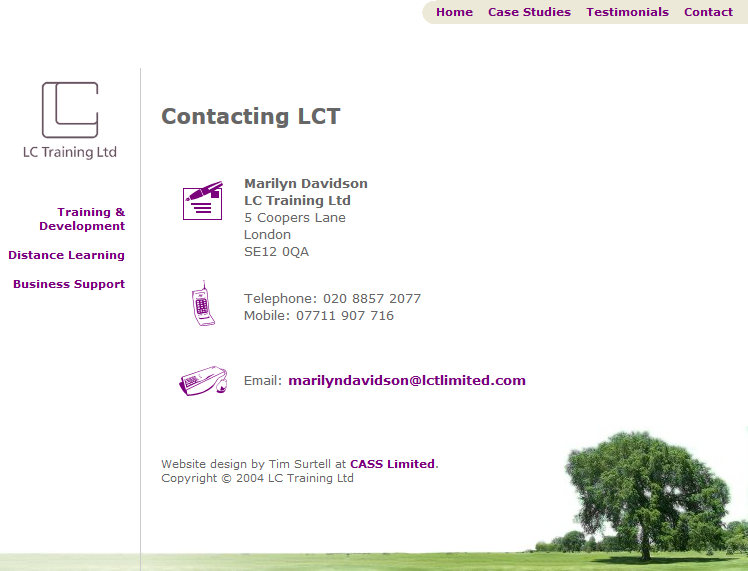 The website contact page The website contact page