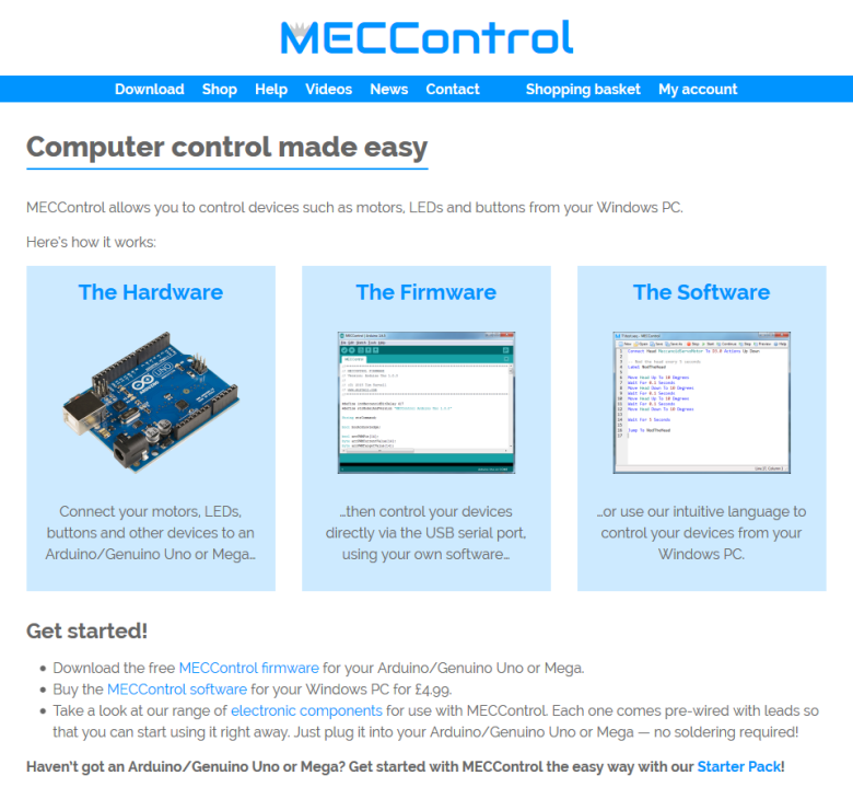 The website homepage The website homepage