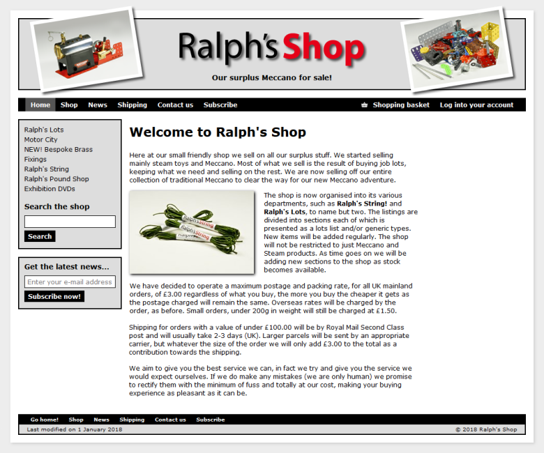 The website homepage The website homepage