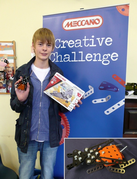 2015 Meccano Creative Challenge winner Nick Beck, with his model (inset) 2015 Meccano Creative Challenge winner Nick Beck, with his model (inset)