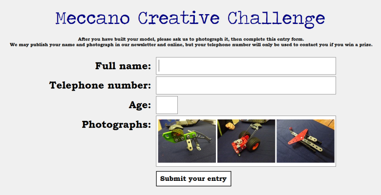 The record-keeping system for the Meccano Creative Challenge The record-keeping system for the Meccano Creative Challenge