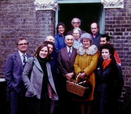 Phiroz Mehta (front centre, with his wife Silvia) and fellow students outside his house in Forest Hill, London Phiroz Mehta (front centre, with his wife Silvia) and fellow students outside his house in Forest Hill, London