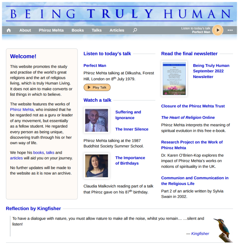 The website homepage The website homepage