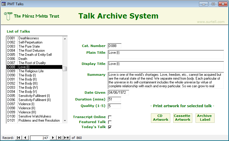 The talk archive system The talk archive system