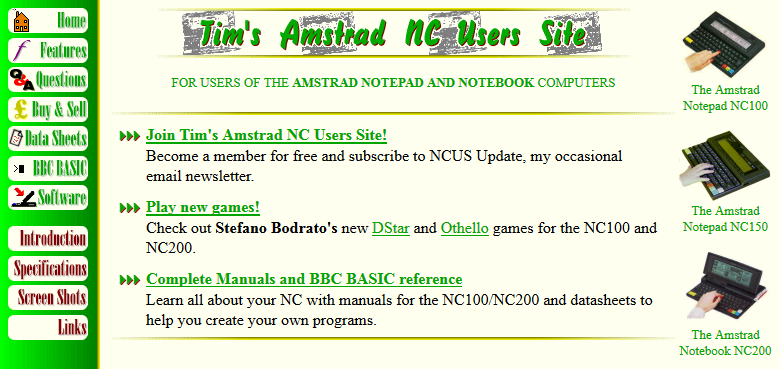 The website homepage The website homepage