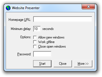 The Website Presenter dialog box The Website Presenter dialog box